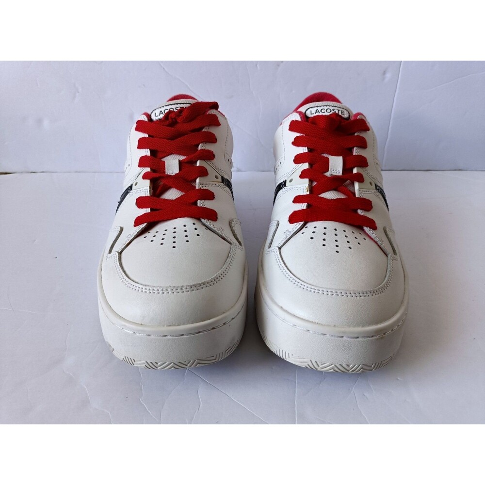 Lacoste L005 222 1 Sneakers Mens Size 10.5 White Red Crocodile Logo Shoes - Picture 2 of 11